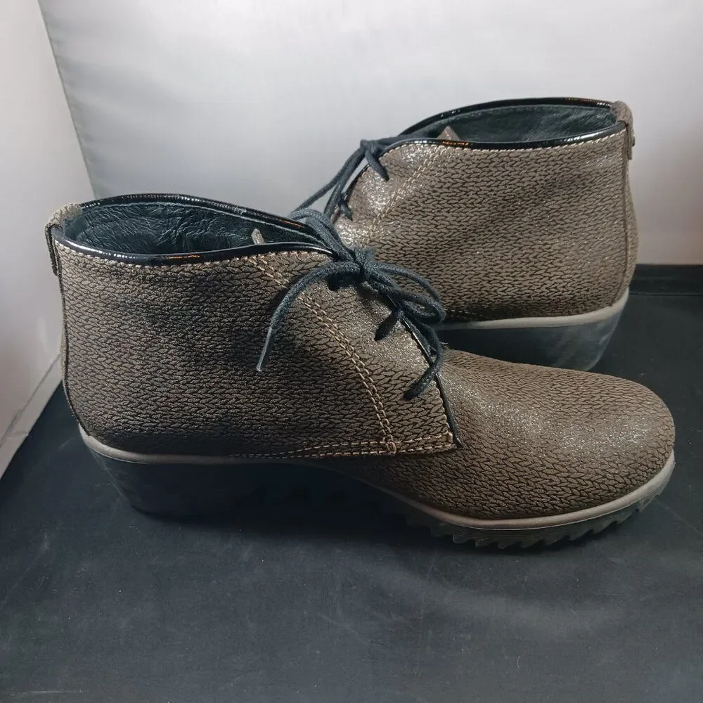 Wolky Dusky Winter Taupe Chukka Wedge Boots size 37 US size 6M